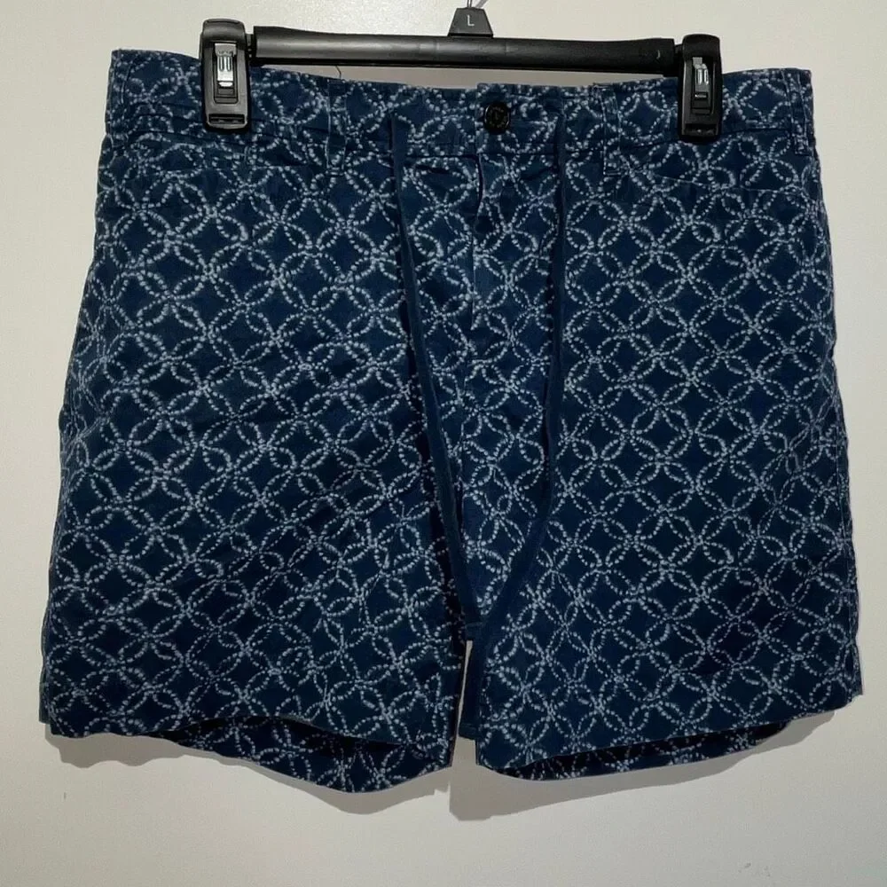 Lauren Jeans Co. Women's Blue‎ Geometric Drawstring Cotton Casual Shorts Size 8